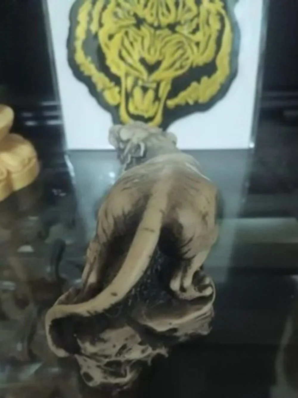 Vintage Resin Crouching Tiger Statue Small 4 Inch Figurine Shelf Desk Home Decor